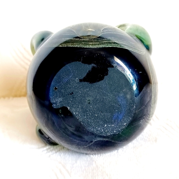 *Vintage Abstract Surrealistic Hand Blow Art Glass Paperweight Round Offi… - Picture 7 of 8